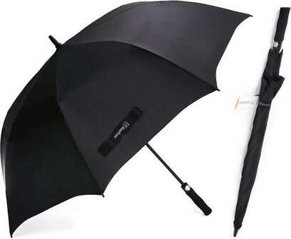 Beefree paraplu XL - 100% glasvezel frame - windproof - zwart &Oslash; 125cm