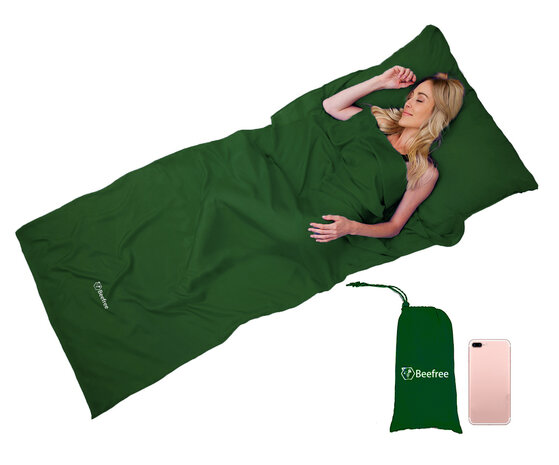 Beefree sheet bag | Summer sleeping bag | Thin sleeping bag | Liner | Green