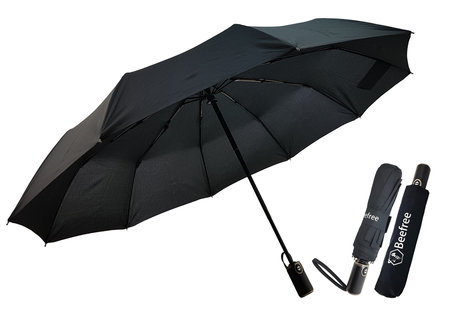 Beefree Automatische Stormparaplu - Paraplu – Automatisch, opvouwbaar & Windproof tot 100km p/u - Ø 107 cm - 10 panelen - Zwart
