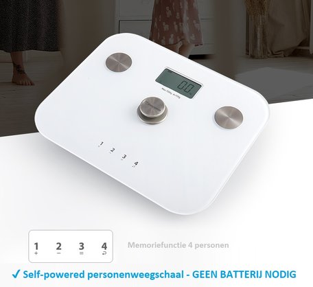 Beepower personenweegschaal | self powered | Geen batterij nodig | Met lichaamsanalyse functie