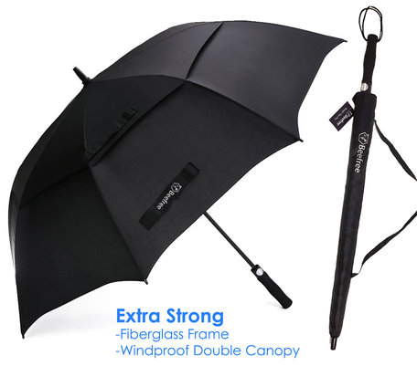 Beefree paraplu XL - 100% glasvezel frame - windproof - zwart diameter 125cm